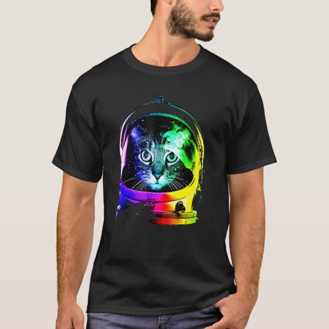 Astronautenkatze für Männer Frauen Kinder T-Shirt (Vorderseite)