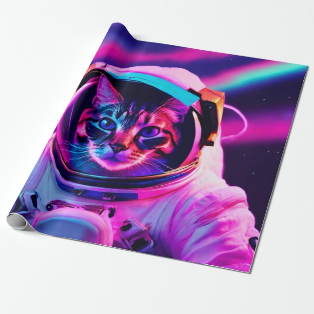 Astronautenkatze Geschenkpapier (Ungerollt)