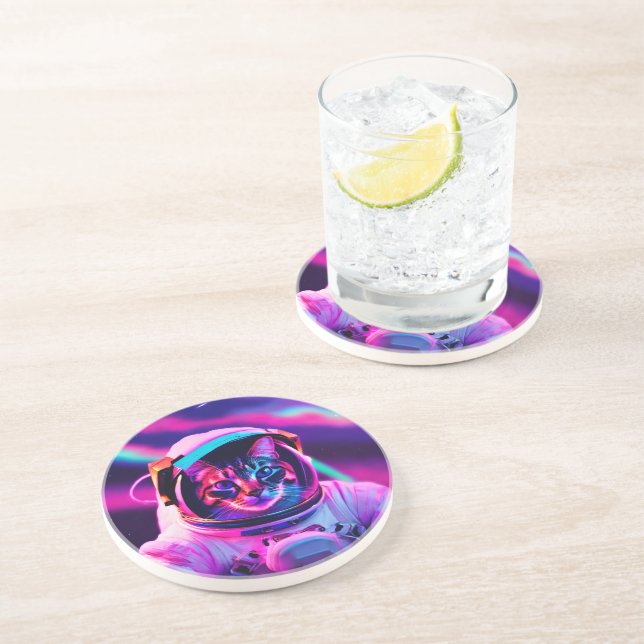 Astronautenkatze Getränkeuntersetzer (Seite)