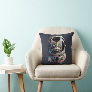 Astronautenkatze im Weltraum Kunst Kissen