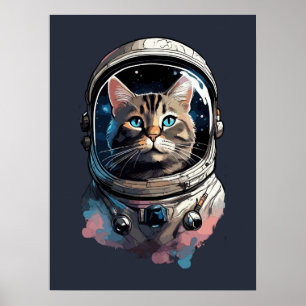 Astronautenkatze im Weltraum Kunst Poster