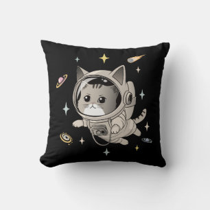 Astronautenkatze im Weltraum Niedliche Katze Kissen