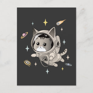 Astronautenkatze im Weltraum Niedliche Katze Postkarte