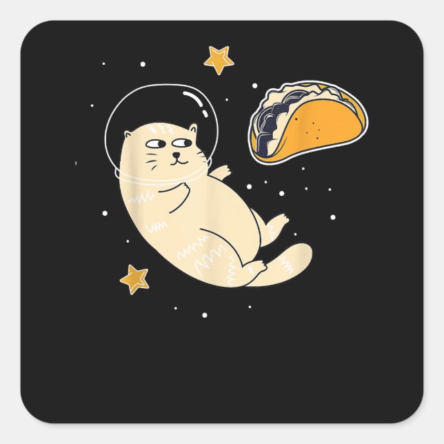 Astronautenkatze im Weltraum Taconmoon Quadratischer Aufkleber (Vorderseite)