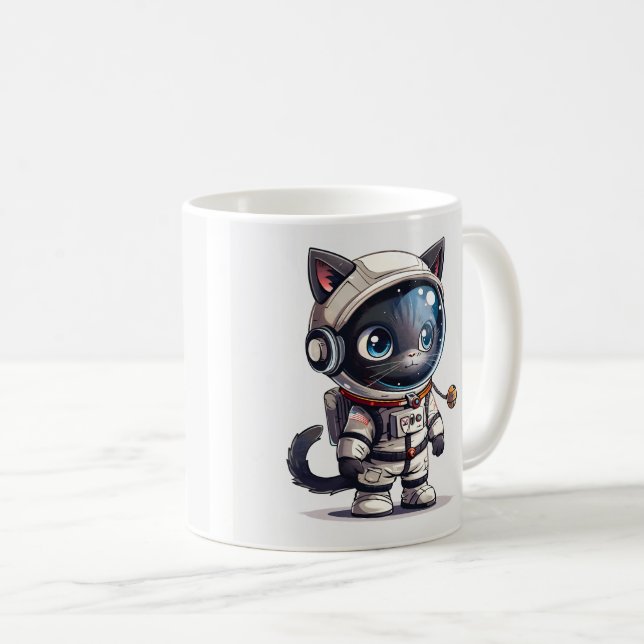 Astronautenkatze Kaffeetasse (VorderseiteRechts)