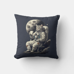 Astronautenkatze mit Kaffee-Cup Kissen