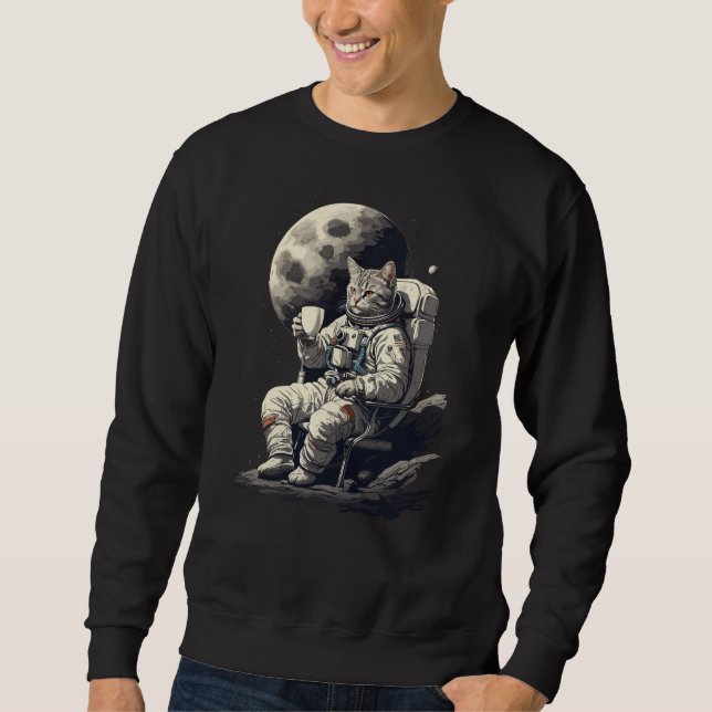 Astronautenkatze mit Kaffee-Cup Sweatshirt (Vorderseite)