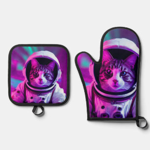 Astronautenkatze Ofenhandschuh & Topflappen-Set