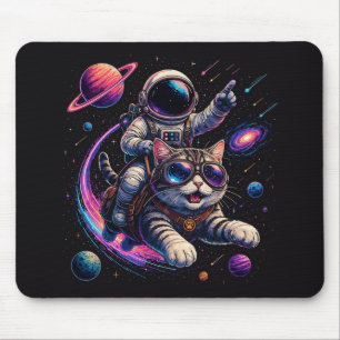 Astronautenkatze reist durch den Weltraum Mousepad