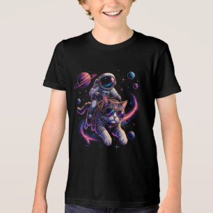 Astronautenkatze reist durch den Weltraum Tri-Blend Shirt