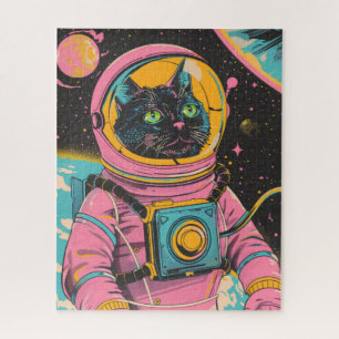 Astronautenkatze-Retro-Illustration