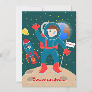 Astronautenkind auf der Mond-Geburtstagsparty Einladung