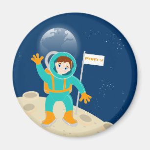 Astronautenkind auf der Mond-Geburtstagsparty Magnet