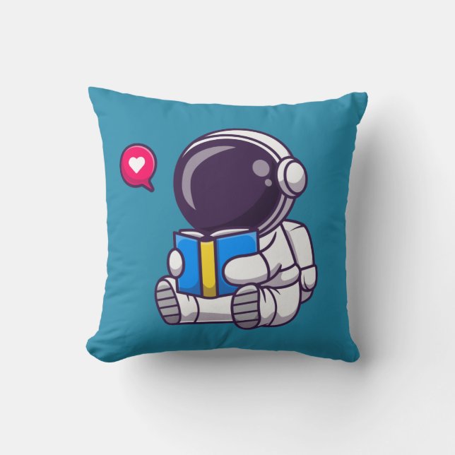 Astronautenlesbuch niedliche Kinder Kissen (Vorderseite)