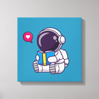 Astronautenlesbuch niedliche Kinder Leinwanddruck