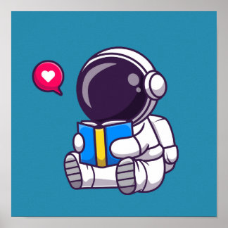 Astronautenlesbuch niedliche Kinder Poster