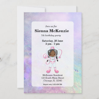 Astronautenmädchen Outer Space Einladung