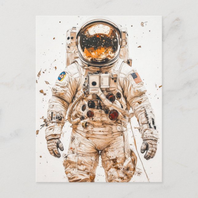 Astronautenmalerei Postkarte (Vorderseite)
