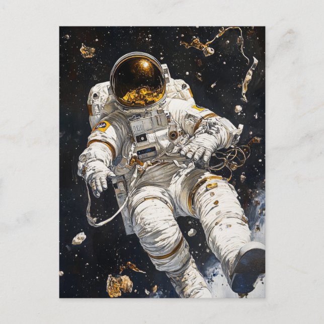 Astronautenmalerei Postkarte (Vorderseite)