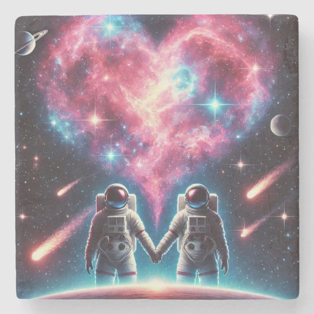 Astronautennebel Liebe Untersetzer (Vorderseite)