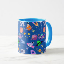 Astronautenplanet-Raketenmuster Tasse