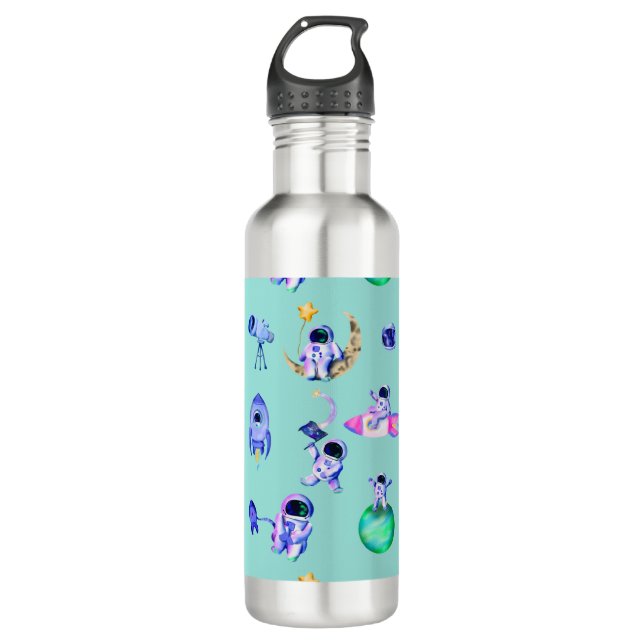 AstronautenraketenraumWeltraum Edelstahlflasche (Vorderseite)