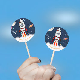 AstronautenraketenWeltraum 1. Geburtstag Runder Aufkleber