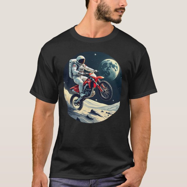 Astronautenreitmotocross auf dem Mond T-Shirt (Vorderseite)