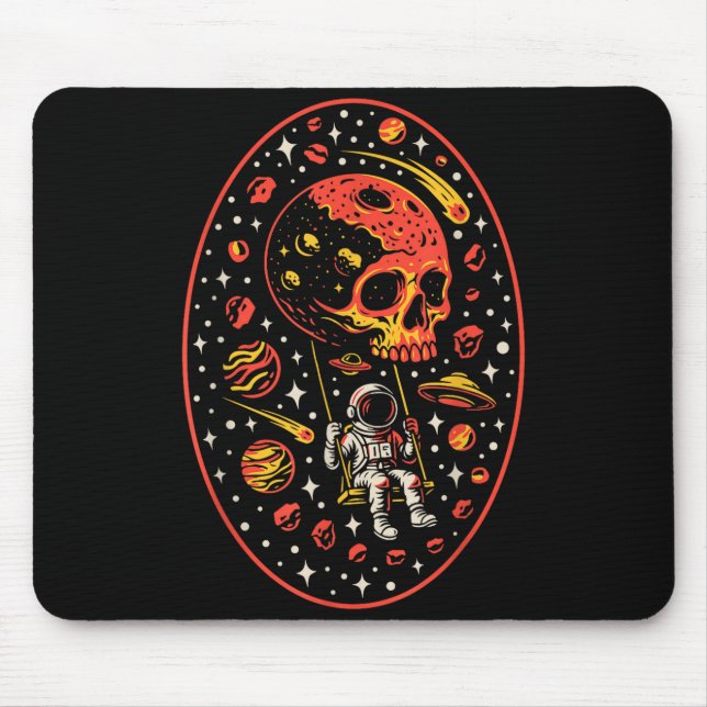 Astronautenschädel Sonnensystem Mond Planet Außenb Mousepad (Vorne)