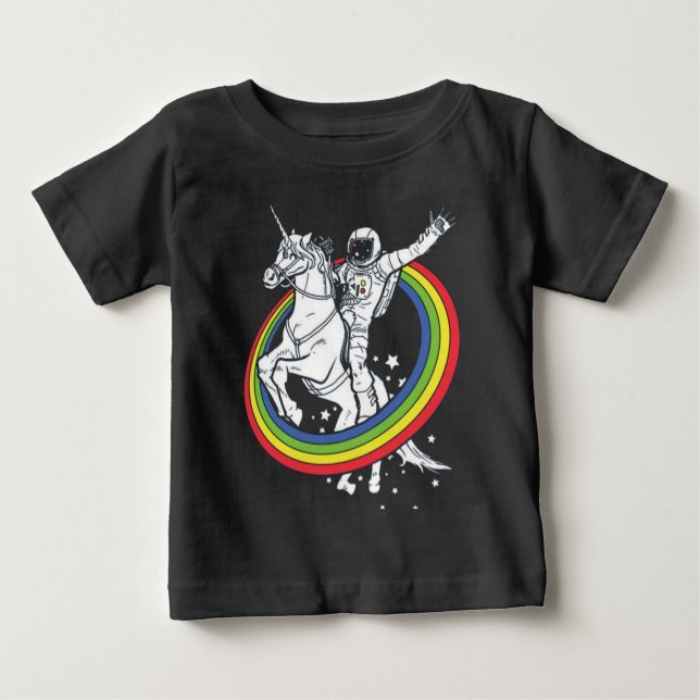 Astronautenschiff Unicorn Baby T-shirt (Vorderseite)