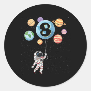 Astronautin 8 Jahre Alte Raumplaneten Junge Runder Aufkleber
