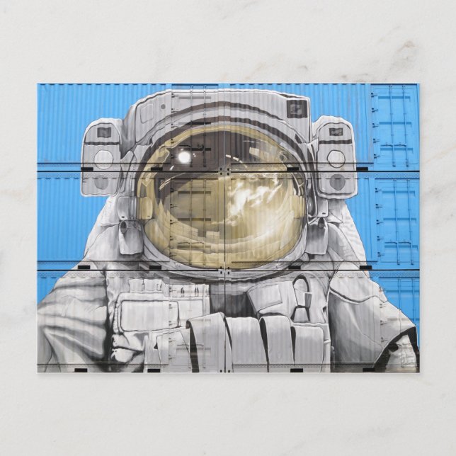 Astronautin Art Urban Art Astronaut Mauer Postkarte (Vorderseite)