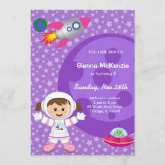 Astronautin Birthday Thema Einladung