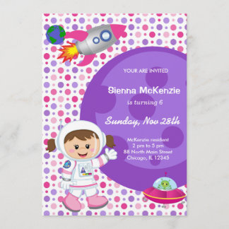 Astronautin Birthday Thema Einladung