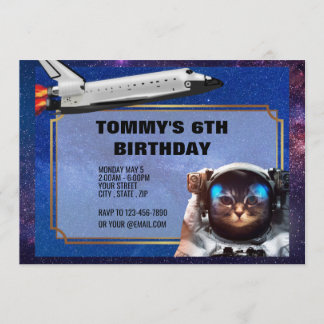 Astronautin Cat Space Einladung