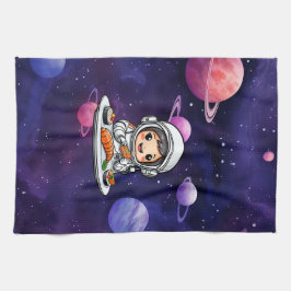 Astronautin frisst Sushi Geschirrtuch