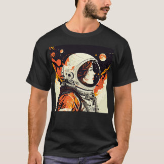 Astronautin Pop Art Space Nasro Retro Regenbogen T-Shirt
