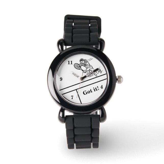 Astronautin Spaceman Tennisspieler Armbanduhr (Vorderseite)