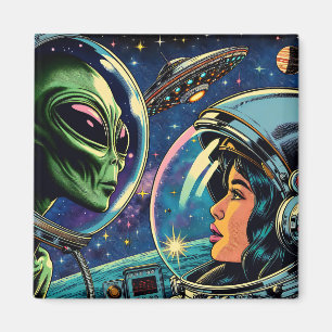 Astronautin trifft extraterrestrische Alien Magnet