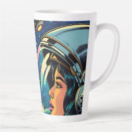Astronautin trifft extraterrestrische Alien Milchtasse