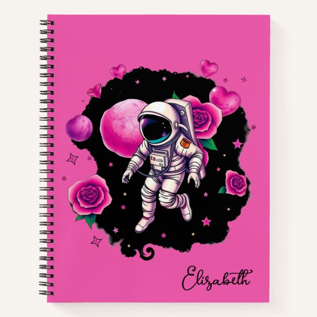 Astronautin Valentine Rose Notizbuch (Vorderseite)