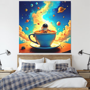 Astronauts Kaffee-Kosmos-Reise Leinwanddruck