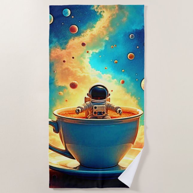 Astronauts Kaffee-Kosmos-Reise Strandtuch (Vorderseite)