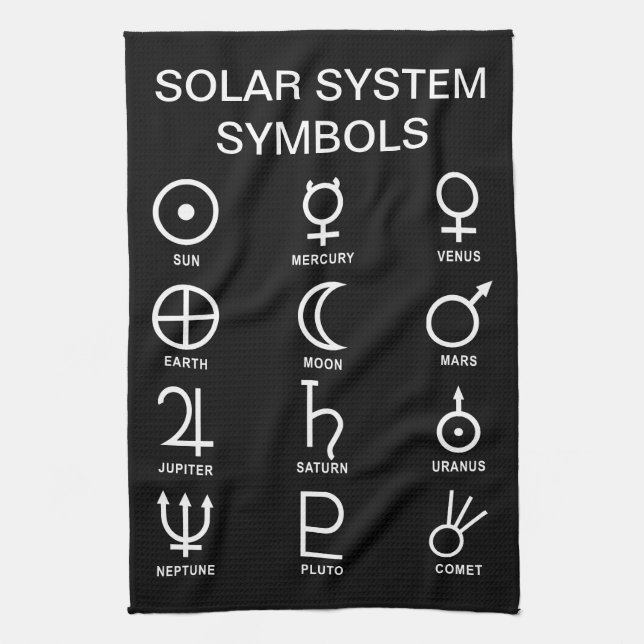 Astronomen, Symbole des Sonnensystems Geschirrtuch (Vertikal)
