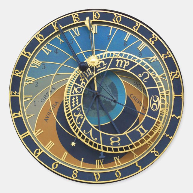 Astronomical Clock-Prag Orloj Runder Aufkleber (Vorderseite)