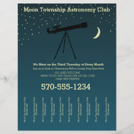 Astronomie Club Telescope und Sterne reißen Streif Flyer