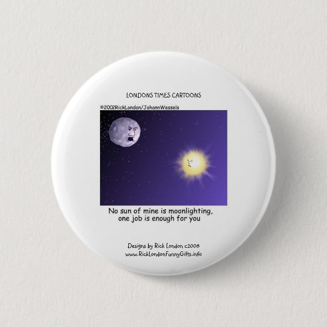 Astronomie Moonlighting Cartoon Novelty Button (Vorderseite)