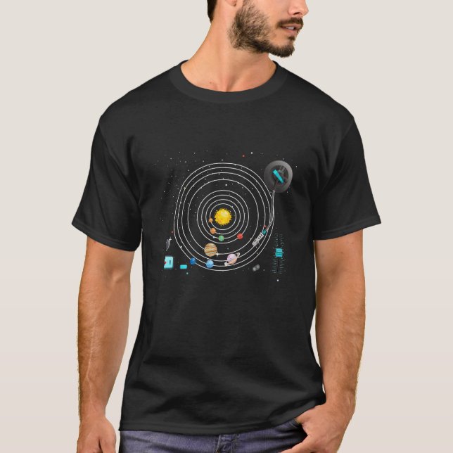 Astronomie Planets Vinyls Turntable DJ Solar Syste T-Shirt (Vorderseite)