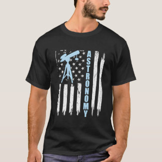 Astronomie USA Amerikanische Flagge Teleskop 4. Ju T-Shirt