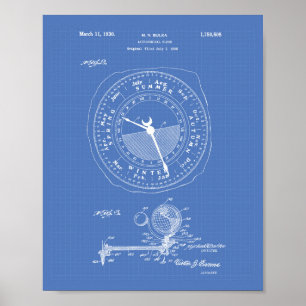 Astronomische Uhr 1922 Patentart Blueprint Poster